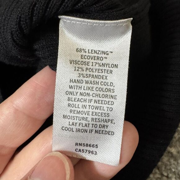 Halogen Sweater Womens Large Black One Shoulder Asymmetrical Ribbed Pullover Top - Picture 4 of 10